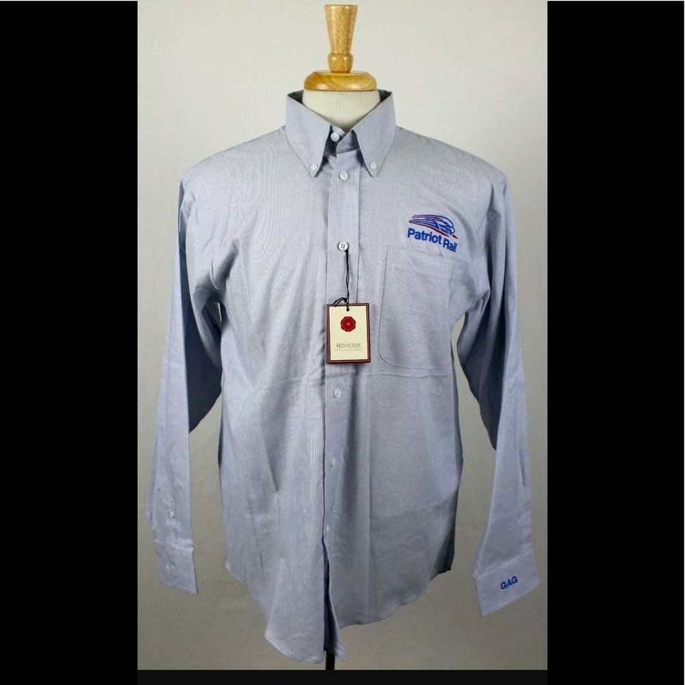 COPY - NWT unique Patriot Rails train button down shirt
